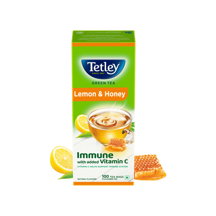 Tetley Lemon & Honey Green Tea Bags (with added Vitamin C) - 100 units