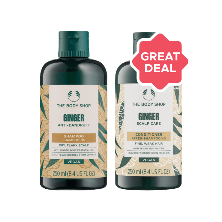The Body Shop Ginger Shampoo + Ginger Scalp Care Conditioner Combo - 250 ml + 250 ml