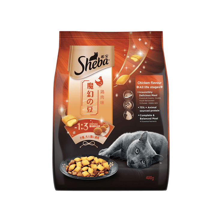 Sheba Chicken Flavour Dry Cat Food (For Kitten and Adult) - 400 g