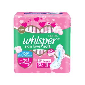 Whisper Ultra Skin Love Soft Sanitary Pads (XL+ Wings) - 15 pieces
