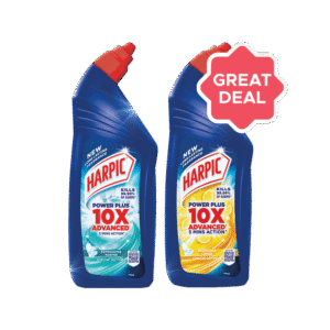 Harpic Disinfectant Liquid Toilet Cleaner (Refreshing Marine) +  Disinfectant Liquid Toilet Cleaner (Sparkling Lemon) Combo - 1 ltr + 1 ltr