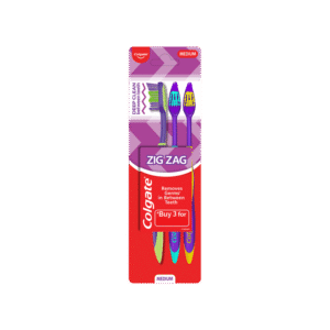 Colgate Zig Zag Deep Clean Toothbrush (Medium) (Removes Bacteria Between The Teeth) - 3 units