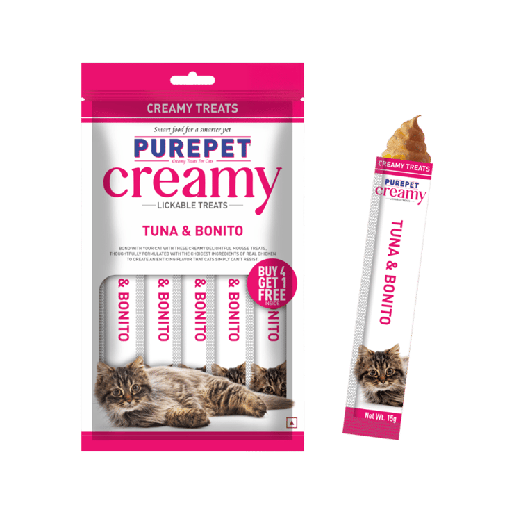 PurePet Lickable Tuna & Bonito Creamy Cat Treat - 1 pack (5 x 15 g)