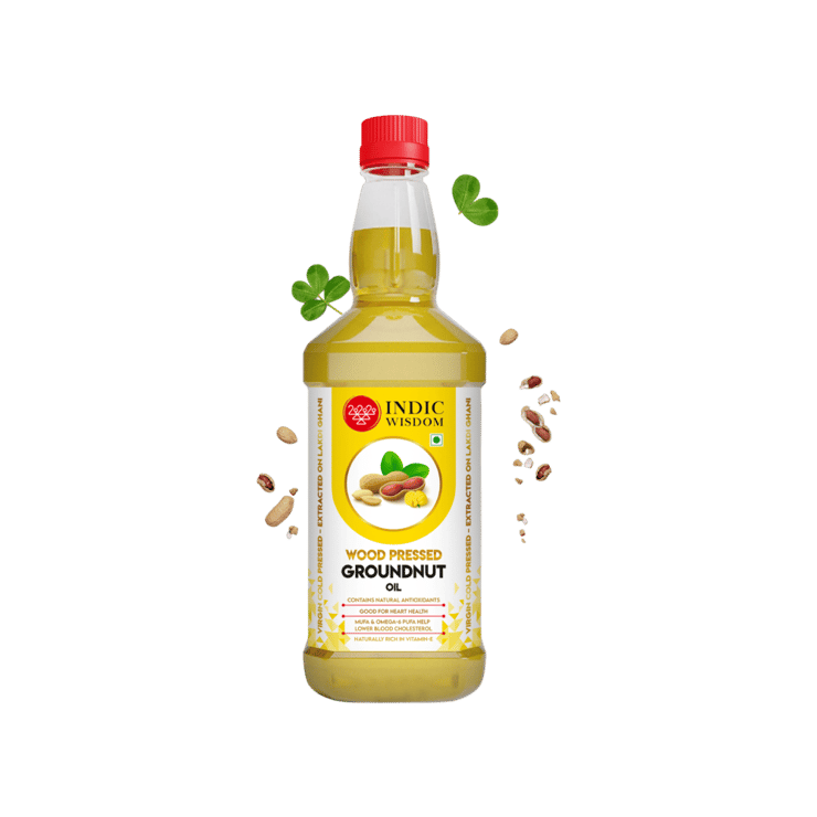 Indic Wisdom Wood Cold Pressed Groundnut Oil / Peanut Oil - 1 ltr