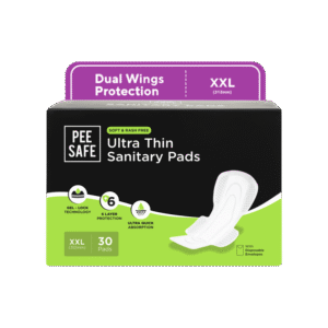 Pee Safe Ultra Thin Rash Free Sanitary Pads (with Paper Disposal Covers, XXL) - 1 pack (30 pieces)