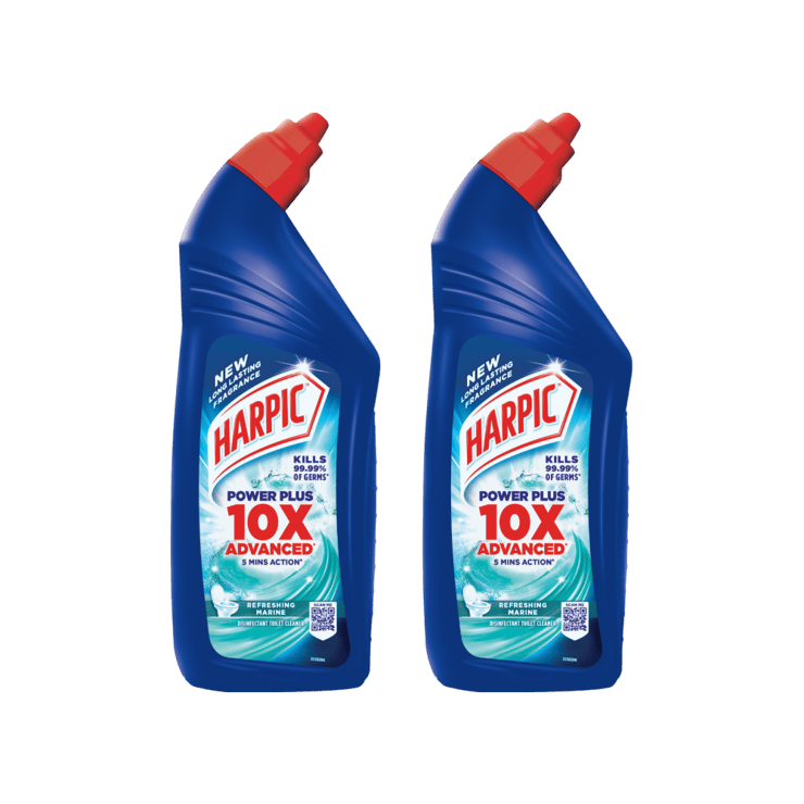 Harpic Disinfectant Liquid Toilet Cleaner (Refreshing Marine) - Pack of 2 - 2 x 1 ltr