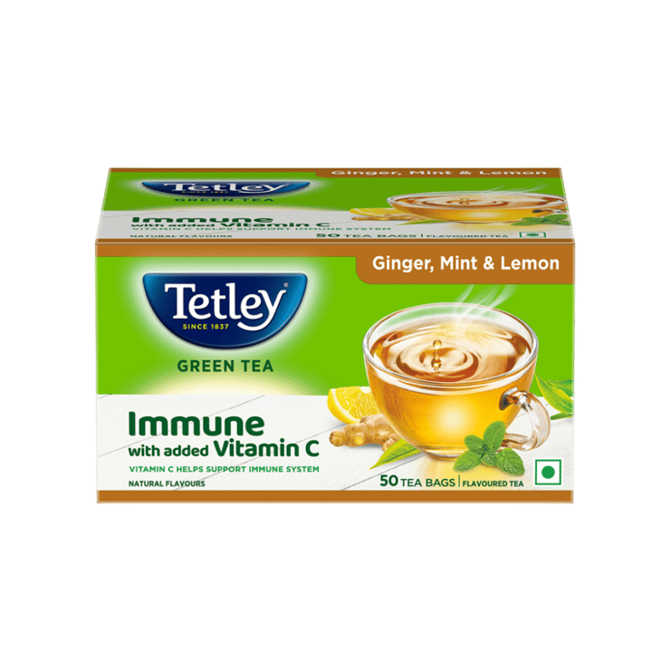 Tetley Ginger Mint & Lemon Flavoured Green Tea Bags - 50 pieces