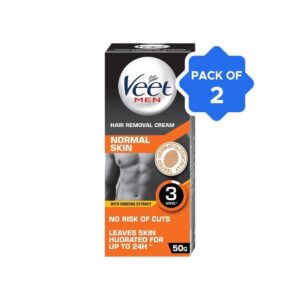 Veet Men's Hair Removal Cream (Normal Skin) - Pack of 2 - 2 x 50 g