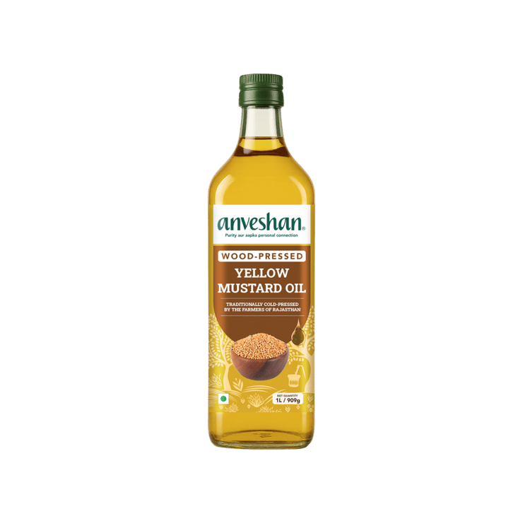 Anveshan Traditionally Wood Pressed Yellow Mustard Oil - 1 ltr