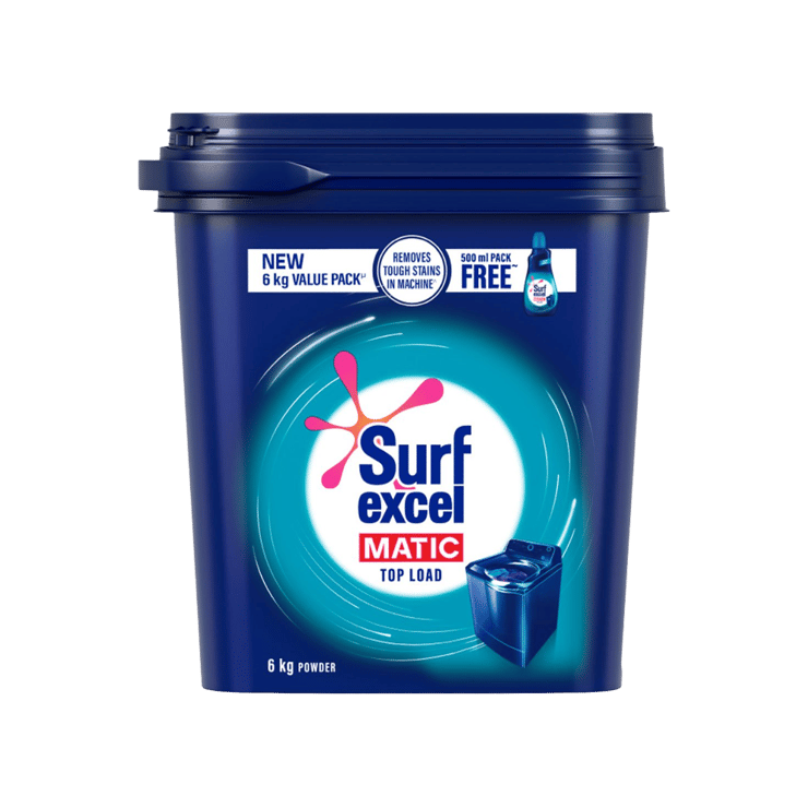 Surf Excel Top Load Top Load Detergent Powder - 500 ml Pack Liquid Free Inside - 6 kg + 500 ml