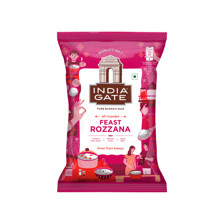 India Gate Feast Rozana Basmati Rice (Medium Grain) - 1 kg