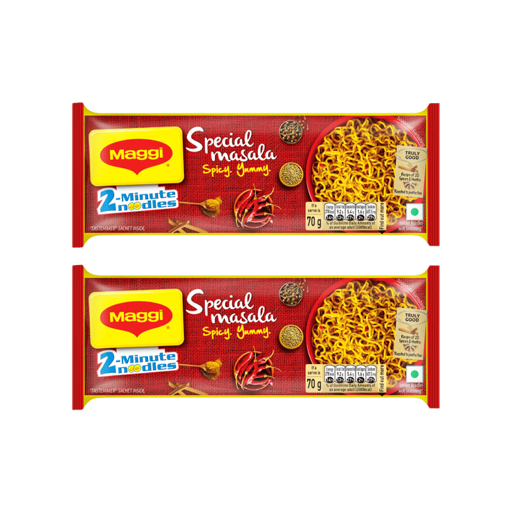 Maggi 2-Minute Special Masala Instant Noodles - Pack of 2 - 2 x 4 x 70 g