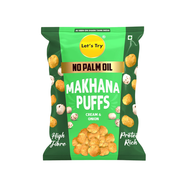 Let's Try Sour Cream & Onion Makhana Puffs - 60 g