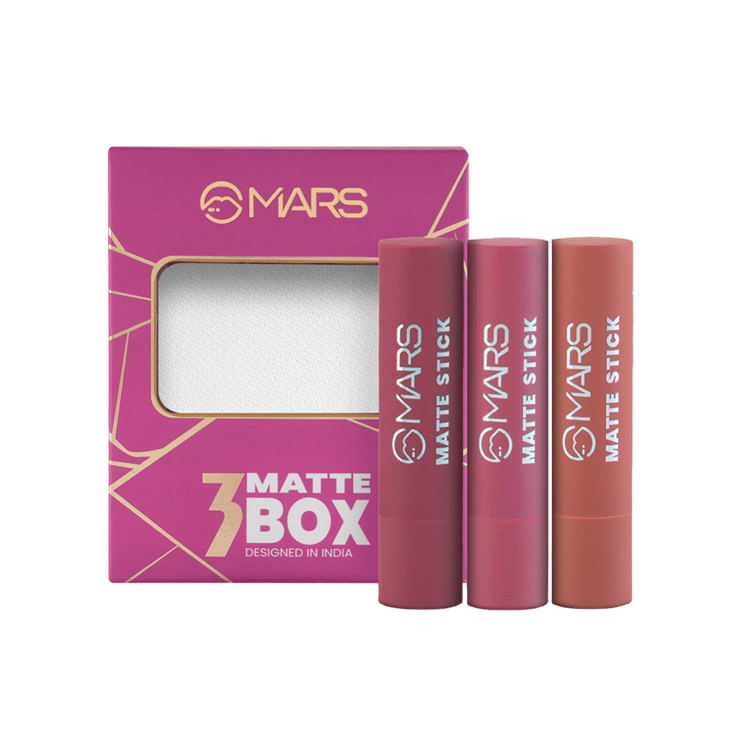 MARS Cosmetics Matte Lipsticks Set (02-Peaches & Nudes) - 1 pack (3 x 3.2 g)
