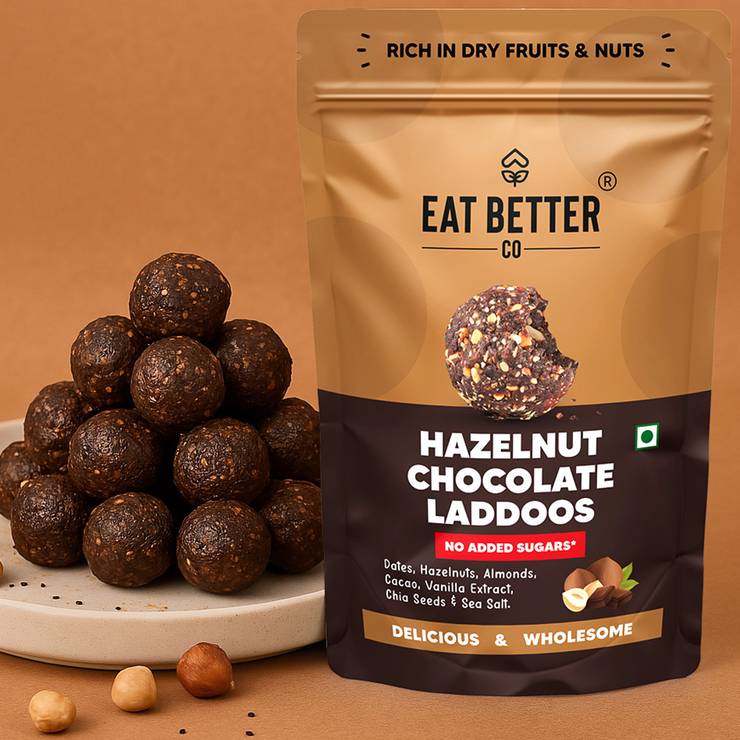 Hazelnut & Chocolate Sugar-Free Laddu Eat Better Co - 18 pieces