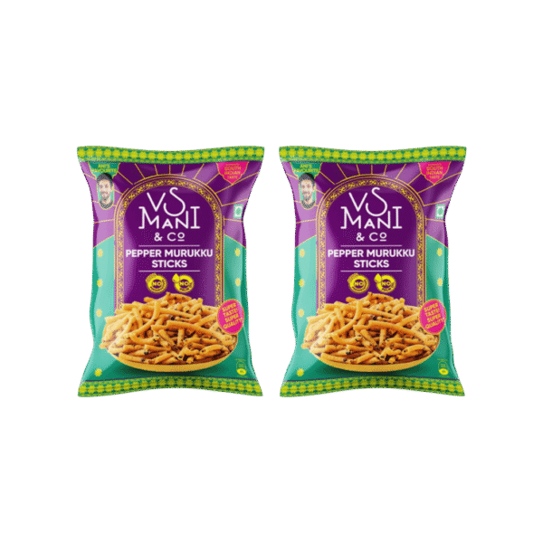 VS Mani & Co. Pepper Murukku Namkeen - Pack of 2 - 2 x 65 g