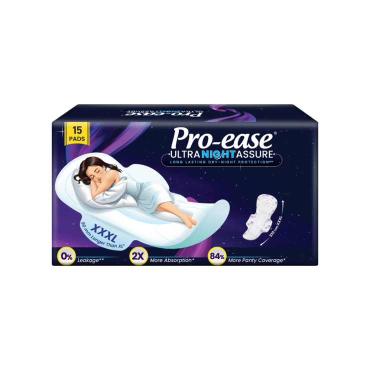 Pro-ease Ultra Night Assure Sanitary Pads - 15 pieces