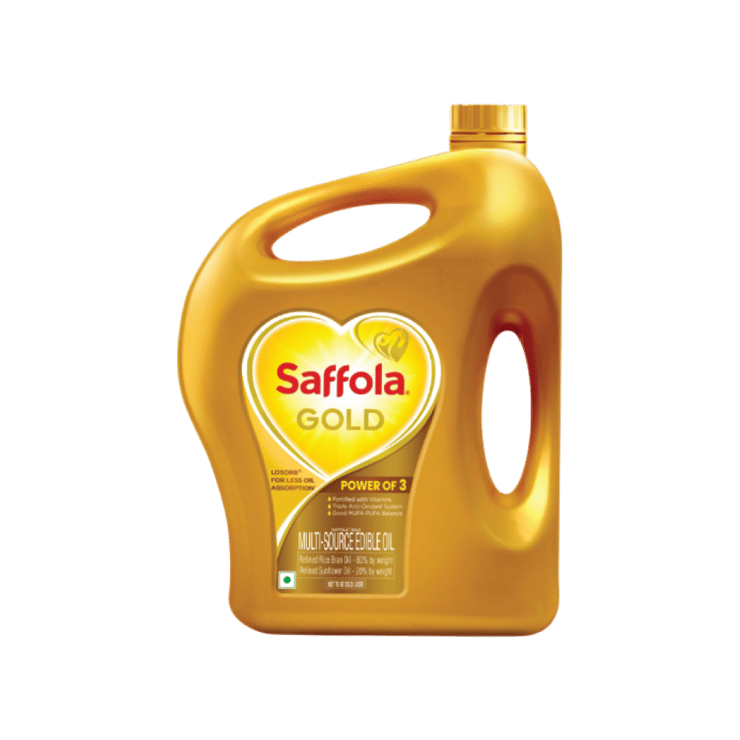 Saffola Gold Sunflower & Rice Bran Refined Blended Cooking Oil - 2 ltr