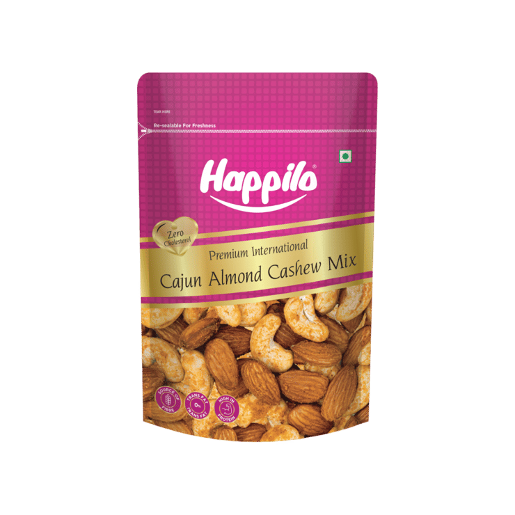 Happilo Flavoured Cajun Almond Cashew Dry Fruit Mix - 160 g
