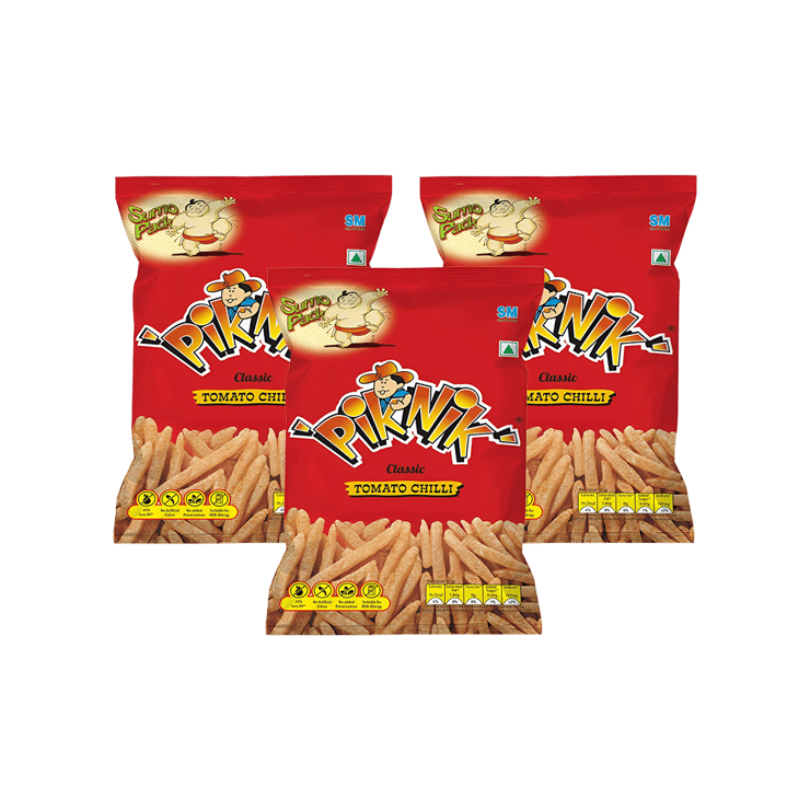 Piknik Classic Tomato Chilli Soya Sticks - Pack of 3 - 3 x 55 g