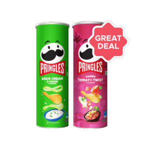 Pringles Sour Cream & Onion Potato Chips + Tangy Tomato Twist Potato Chips Combo - 107 g + 102 g