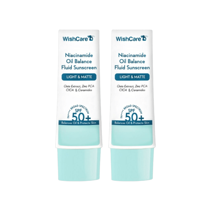 WishCare Fluid Sunscreen - Niacinamide Oil Balance (SPF 50 PA++++) - Pack of 2 - 2 x 50 g