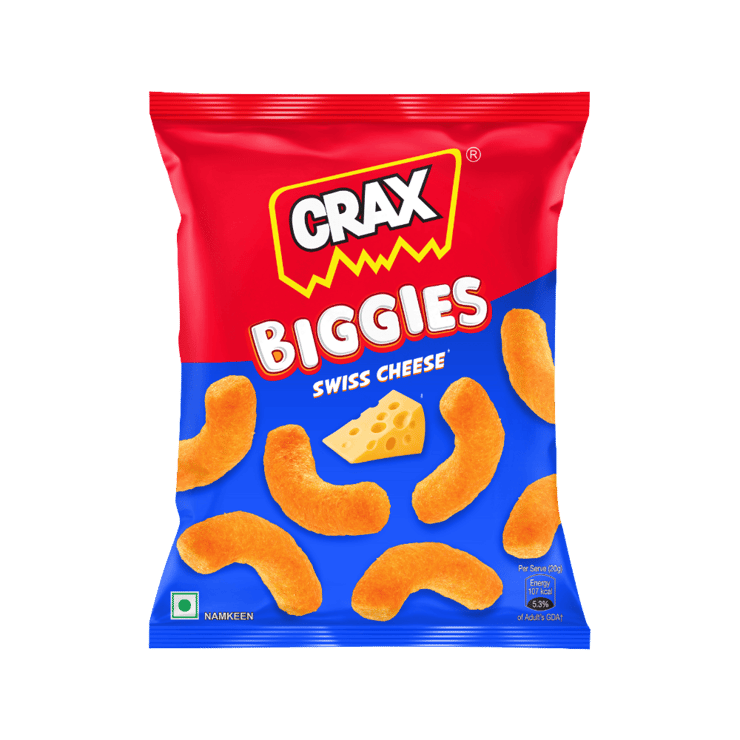 Crax Biggies Swiss Cheese Puffs Snacks - 65 g