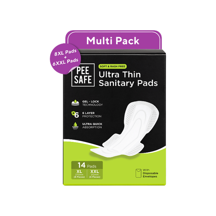 Pee Safe Ultra Thin Rash Free Assorted Sanitary Pads - 1 pack (14 pieces)