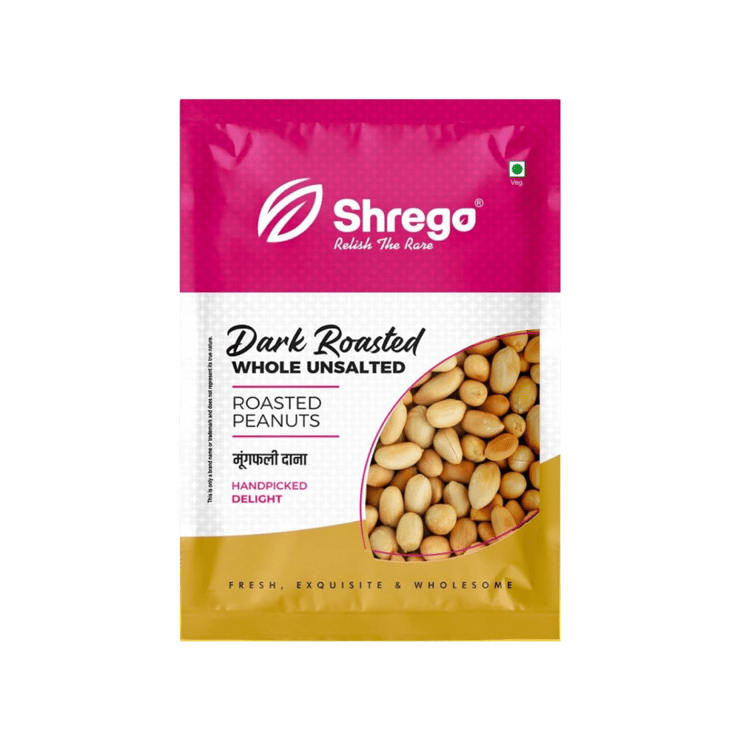 Shrego Dark Roasted Whole Unsalted Peanuts - 360 g