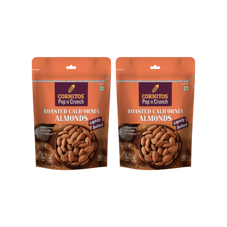 Cornitos Pop n Crunch Lightly Salted California Flavoured Almonds - Roasted - Pack of 2 - 2 x 200 g