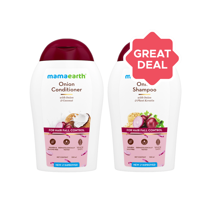 Mamaearth Onion Conditioner +  Onion Shampoo Combo - 100 ml + 100 ml