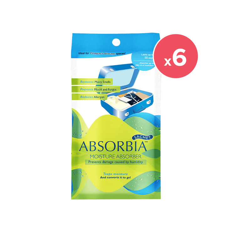 Absorbia Dehumidifier (100 g) - Pack of 6 - 6 x 100 g
