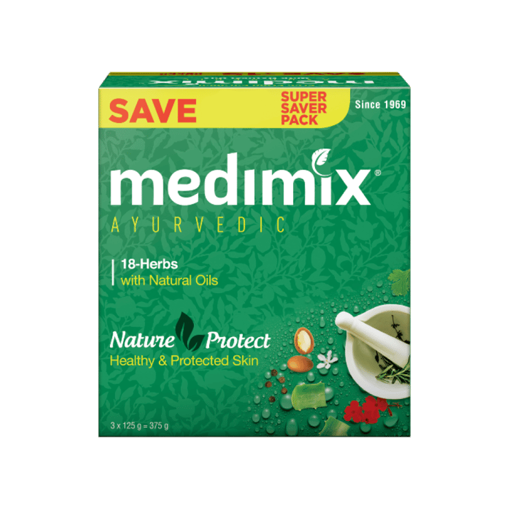 Medimix Ayurvedic Soap With 18 Herbs - Pack of 3 - 3 x 125 g