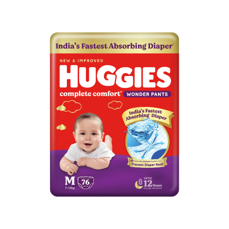 Huggies Comfort Wonder Baby Diaper (Pants, M, 7-12 kg)