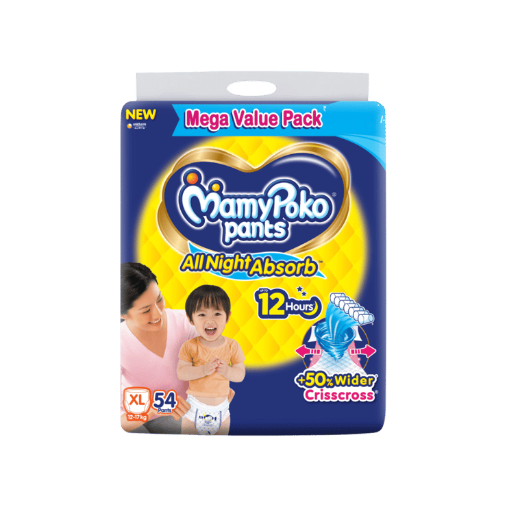 MamyPoko Pants All Night Absorb Baby Diaper (XL, 12-17kg - 54 Diapers)