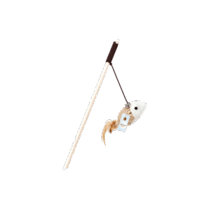 Foodie Puppies Wooden Cat Teasing Stick with Feathers (Mouse Bell) - 1 piece