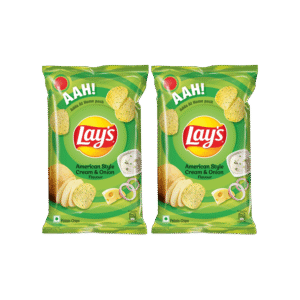 Lay's American Style Cream & Onion Flavour Potato Chips - Pack of 2 - 2 x 80 g