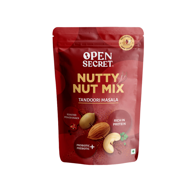 Open Secret Nutty Tandoori Masala Nut Mix (Almonds, Peanuts & Cashews) - Pack of 2 - 2 x 135 g