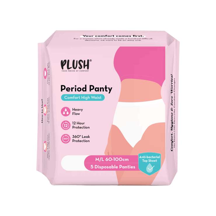 Plush Comfort High Waist Disposable Period Panty (M-L) - 1 pack (5 pieces)