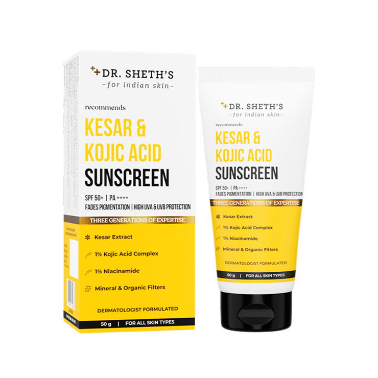 Dr. Sheth's Kesar & Kojic Acid Sunscreen (SPF 50+ PA++++) - 50 g