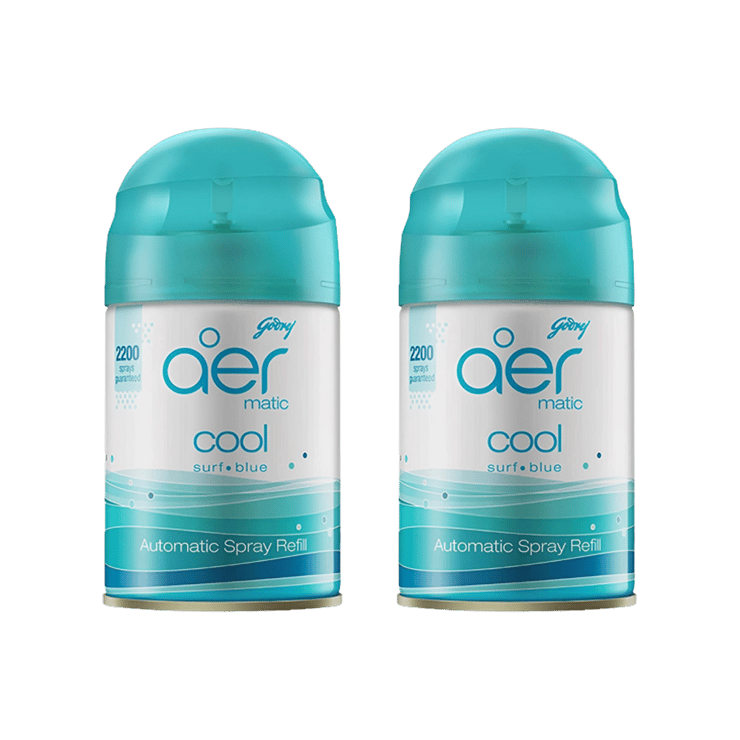 Godrej Aer Matic Air Freshener - Cool Surf Blue (Cool Surf Blue) - Pack of 2 - 2 x 210 ml