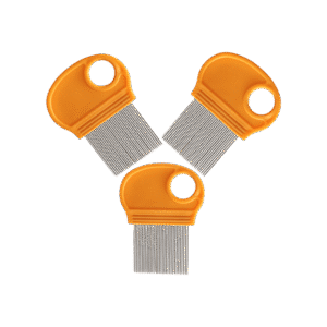VniQ Lice Hair Comb Fine Metal Teeth (0..4" x 2.4" x 3.3", Orange) - 1 pack (3 pieces)