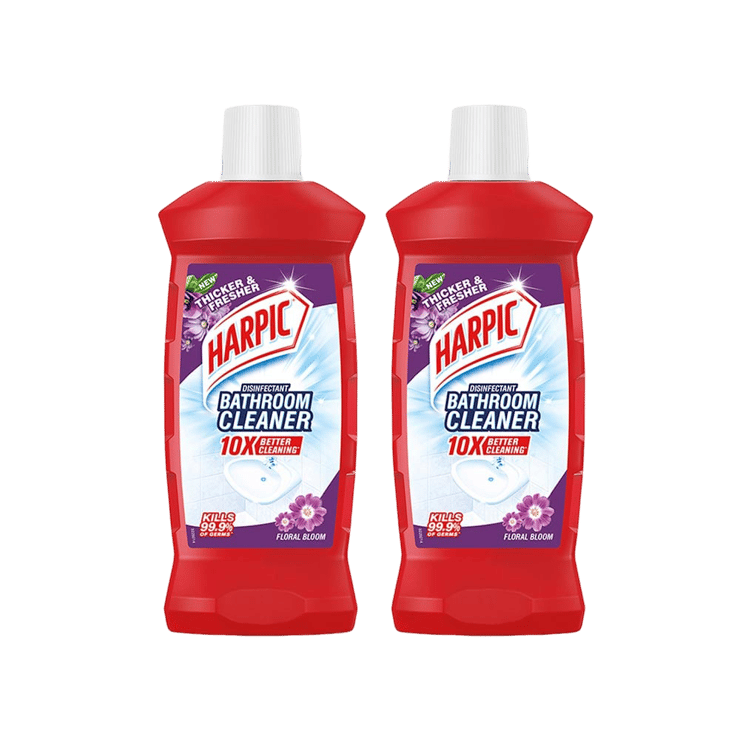 Harpic Disinfectant Liquid Bathroom Cleaner (Floral Bloom) - Pack of 2 - 2 x 1 ltr
