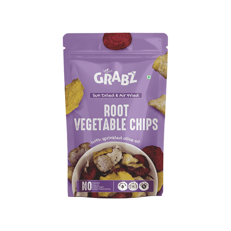 Grabz Sundried & Air Fried Root Vegetable Healthy Chips - 2 x 20 g