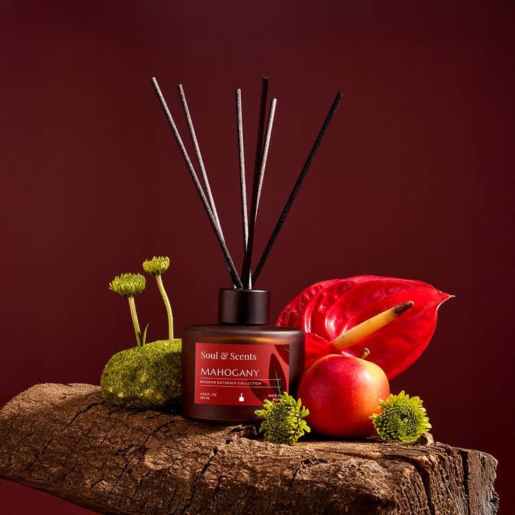Soul & Scents Refillable Reed Diffuser Set by (Mahogany) - 120 ml