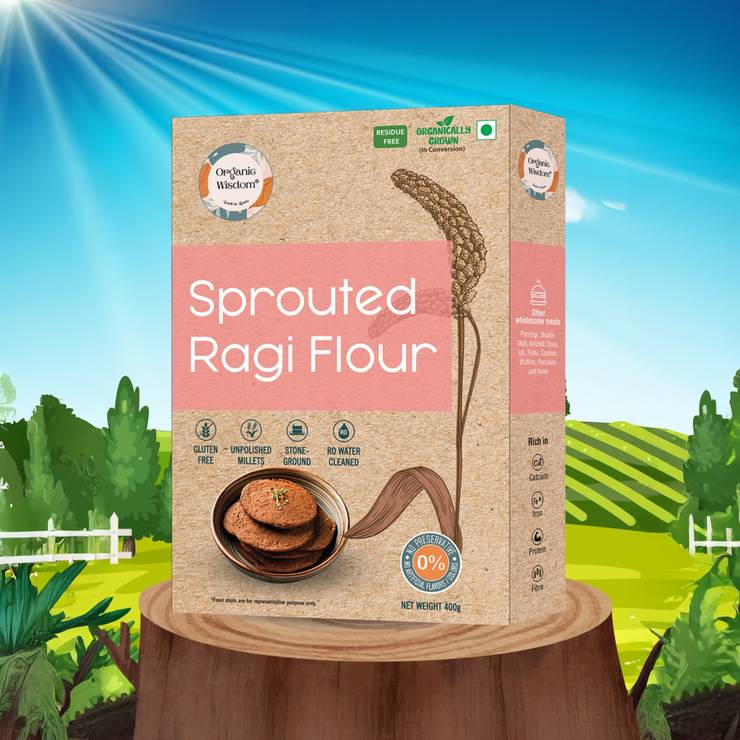 Organic Wisdom Sprouted Nachini Ragi/Finger Millet Atta - 400 g