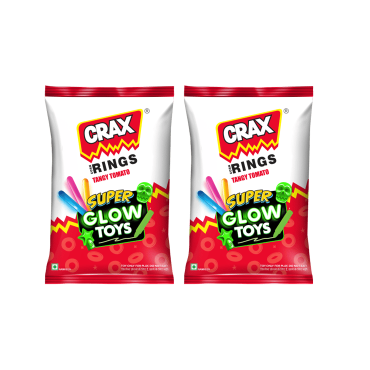 Crax Corn Rings Tangy Tomato Puffs Snacks with Super Toys - Pack of 2 - 2 x 53 g