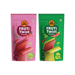 GO DESI Fruti Twist Fruit Bar (Guava) +  Fruti Twist Fruit Bar (Kaccha Aam) Combo - 70 g + 70 g