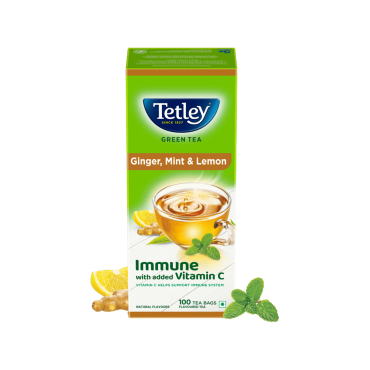 Tetley Ginger, Mint & Lemon Green Tea Bags (Immune with Added Vitamin C) - 100 units