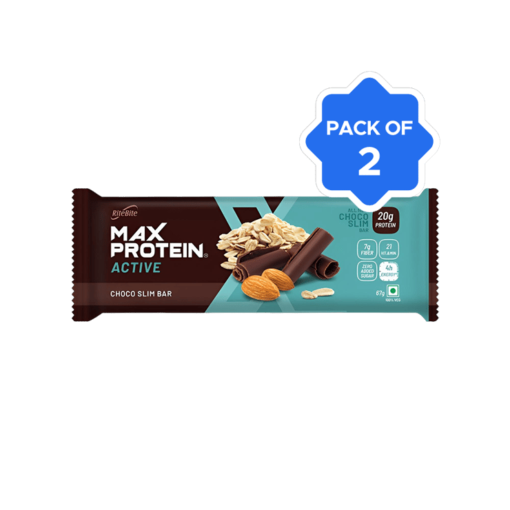 RiteBite Max Protein Active Choco Slim 20 g Protein Bar - Pack of 2 - 2 x 67 g
